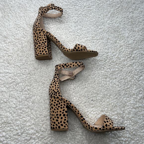 Qupid Leopard Print Open Toe Heels 6.5 - Picture 3 of 9